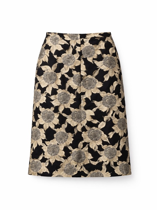 Ann Taylor Dresses & Skirts - Ann Taylor Floral A-Line Skirt Size 12 Black Cream Fully Lined Career Classic